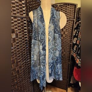 Susan Graver Navy and Cream Paisley Vest